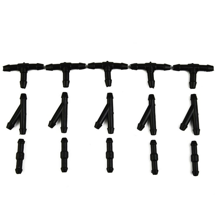 W/ 4 Connector Rubber Auto Windshield Wiper Washer Jet Hose Tube Pipe 2m 3.8mm E