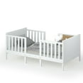 thumbnail image 1 of Gymax 2-in-1 Convertible Toddler Bed Kids Wooden Bedroom Furniture w/Guardrails White, 1 of 9