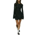 thumbnail image 4 of Women Y2k Long Sleeve Backless Mini Dress Black Mesh Bodycon Dress Summer Club Streetwear, 4 of 6