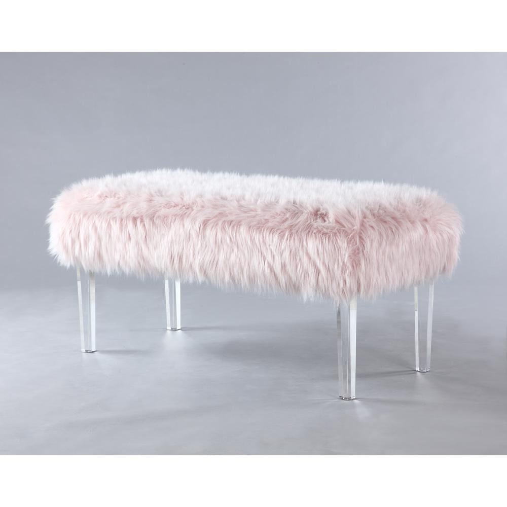 Chic Home Trento Modern Contemporary Faux Fur Acrylic Leg Bench