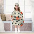 thumbnail image 7 of FORMRS Wearable Blanket Hoodie with Sleeves for Kids Cozy Flannel Sweatshirt, Large Red Floral Pattern, 7 of 7