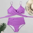 thumbnail image 3 of Women's High Waist Solid Print Bikini Set S-XL, 3 of 6