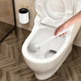 thumbnail image 5 of Aluminum Alloy Toilet Bowl Brush, Modern Compact Design, Long Handle Bristles, Suction Cup Installation, for Bathroom Cleaning, 5 of 7