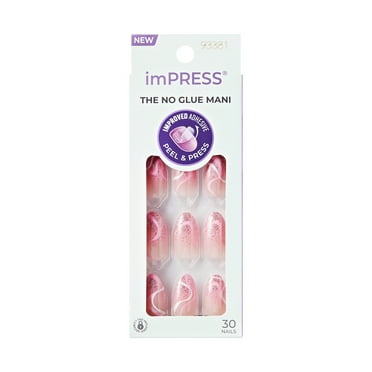 KISS imPRESS Design  Press on Nails, Wild Venus, Pink, Medium Almond, 30 Count