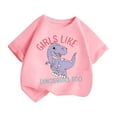 thumbnail image 2 of DAETIROS Little Girls Graphic T-Shirt, Cute Dinosaur Comfy Soft Cotton Casual Basic Crewneck Short Sleeve Girls Summer Tee Pink Size 3-4T, 2 of 7