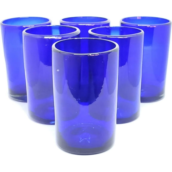 Solid Cobalt Blue 14 oz Drinking Glasses (set of 6), Recycled Glass, Lead-free, Toxin-Free (14oz Drinking)