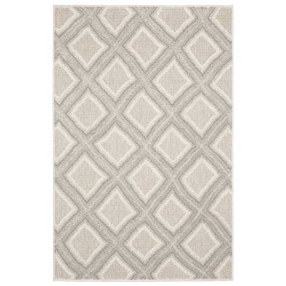 Woven Trends Venus - TAN04 - Transitional Style, Diamond Lattice Pattern, Stain Resitant, Living Room, Dining Room, Office, Low Pile Polypropylene Area Rug in Grey - 8' x 11'