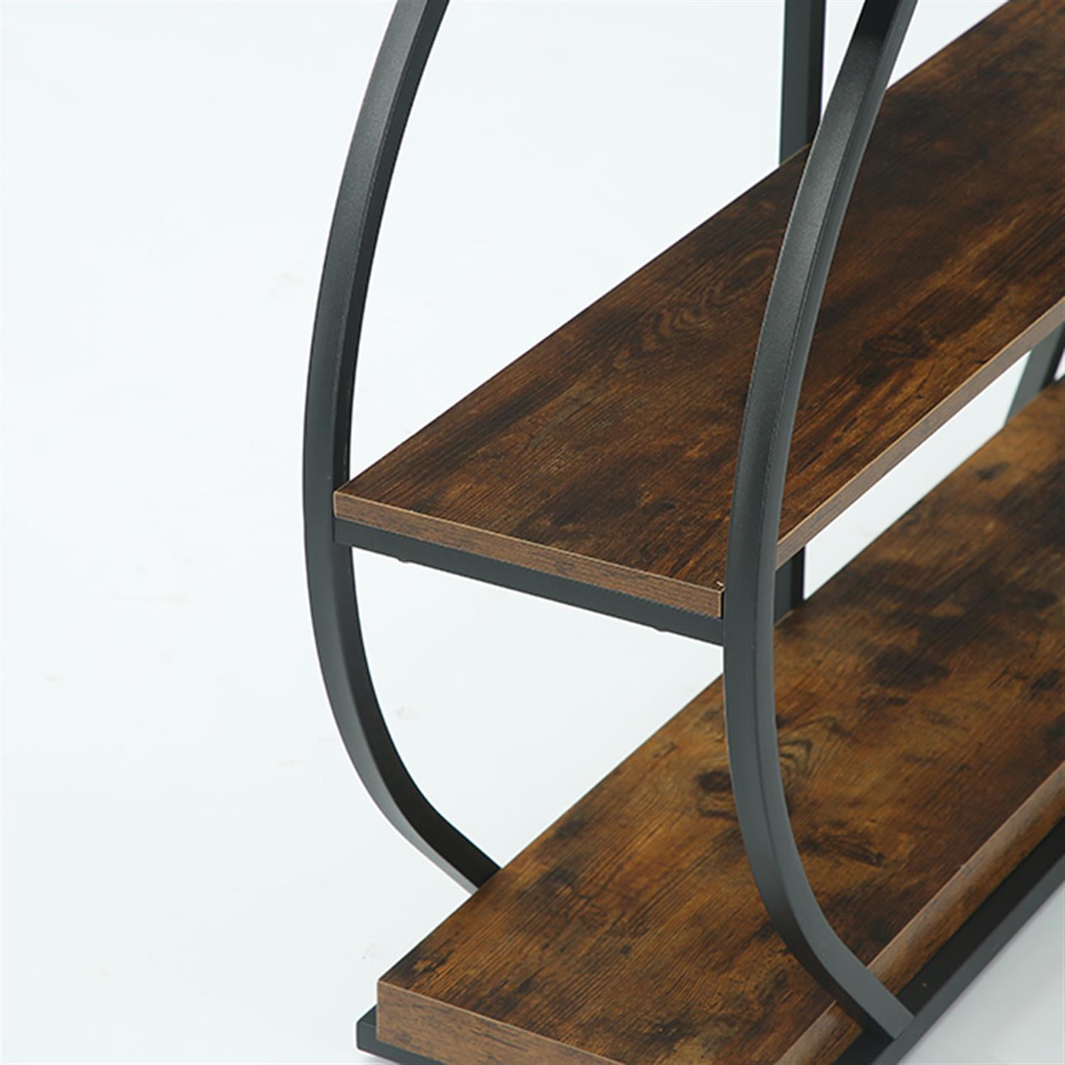 Demi Bonn 41" Retro Style Console Table 2 Tier Sofa Table for Entryway with Storage Shelves Metal Frame, Foyer Display Table, Brown