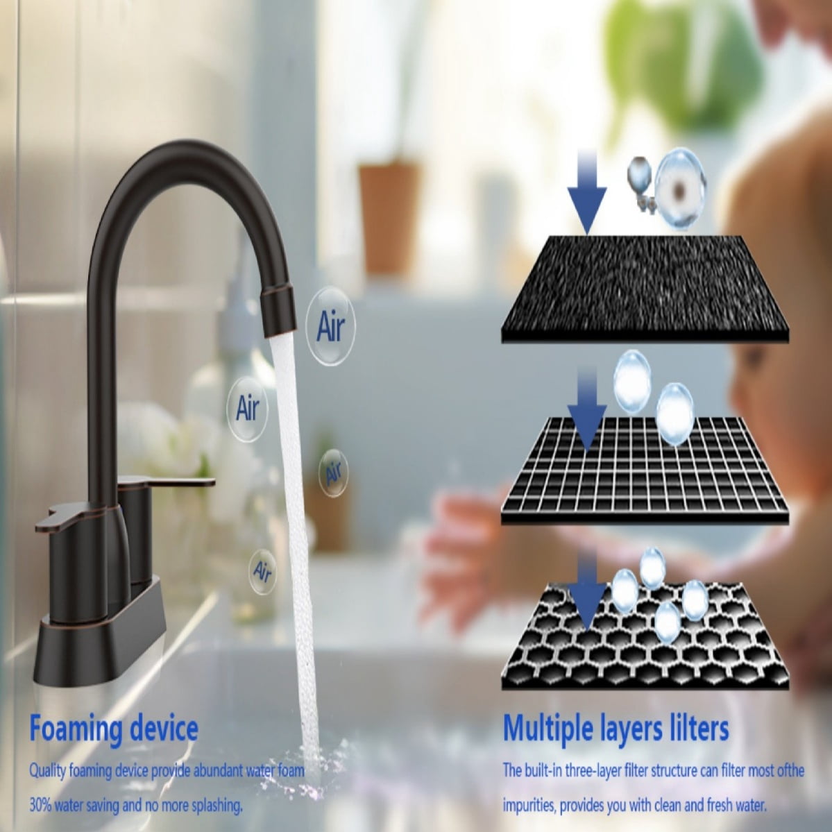 2 Handles Bathroom Sink Faucet, Oil Rubbed Bronze Centerset RV Bathroom Faucets for 2/3 Hole