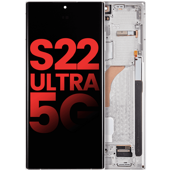Replacement OLED Assembly With Frame Compatible For Samsung Galaxy S22 Ultra 5G (Aftermarket Plus) (Phantom White)