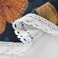 thumbnail image 3 of 60 Inch Round Tablecloth with White Lace Trim Fall Table Cover for Elegant Dining Decor Teal and Orange Butterflies, 3 of 8