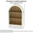 thumbnail image 2 of Arched Small Bookcase with 3 Shelves, Modern Wooden Storage Cabinet with Arched Top, White Finish with Woodgrain Shelves, Entryway Bookshelf for Living Room, Bedroom, 2 of 7