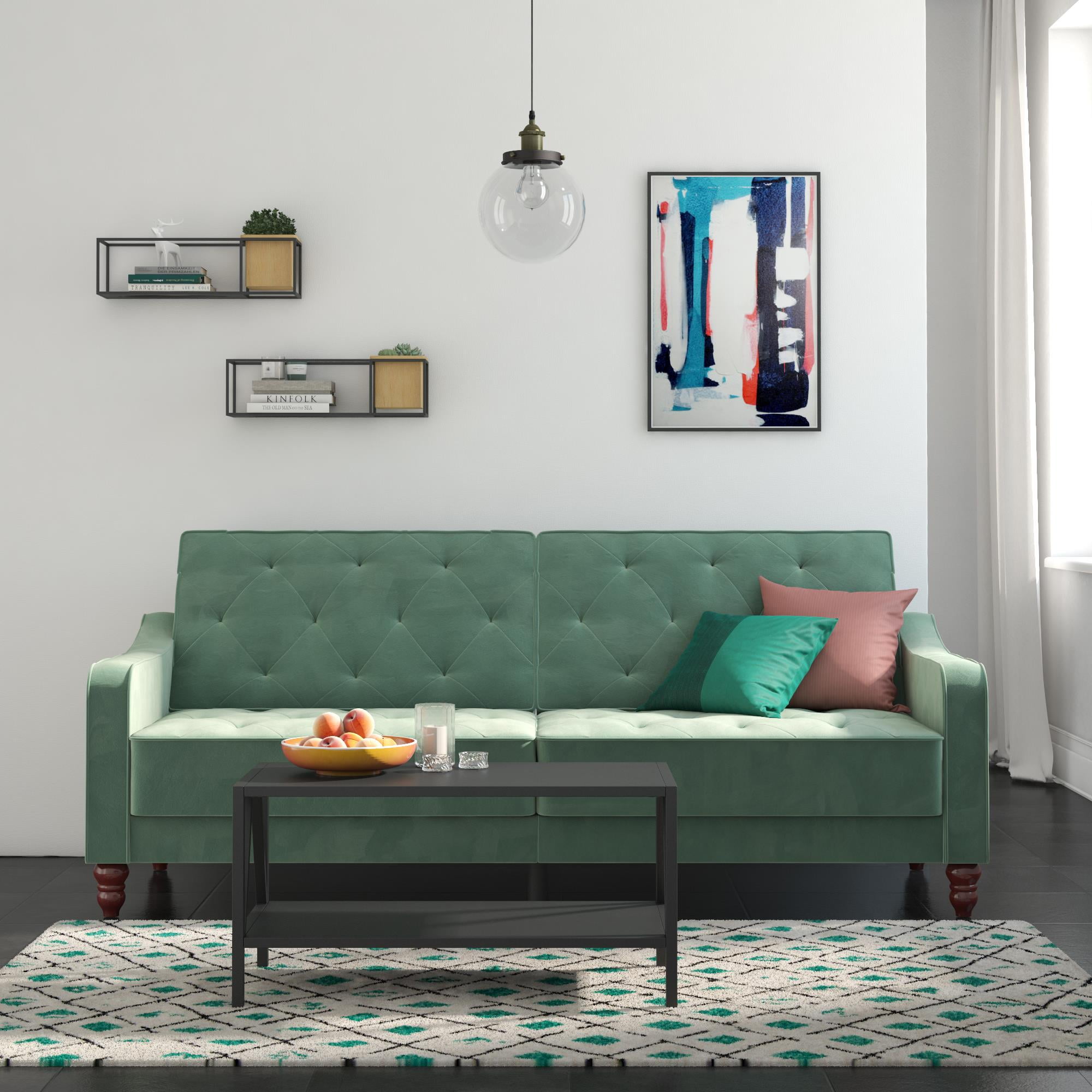 Novogratz Vintage Tufted Velvet Split Back Sofa Bed Multiple Colors