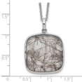 thumbnail image 3 of Diamond2Deal 925 Sterling Silver Rhodié Carré Noir Rutile Quartz Necklace for Women 18, 3 of 6