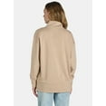 thumbnail image 3 of Time and Tru Women's Mock Neck Sweatshirt with Button Placket, Sizes XS-XXXL, 3 of 5