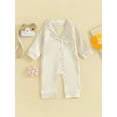 thumbnail image 3 of BemeyourBBs Newborn Baby Girl Boy Silk Satin Pajamas Rompers Kids Long Sleeve Button Down Pjs Infant One Piece Jumpsuit Loungewear Sleepwear, 3 of 10