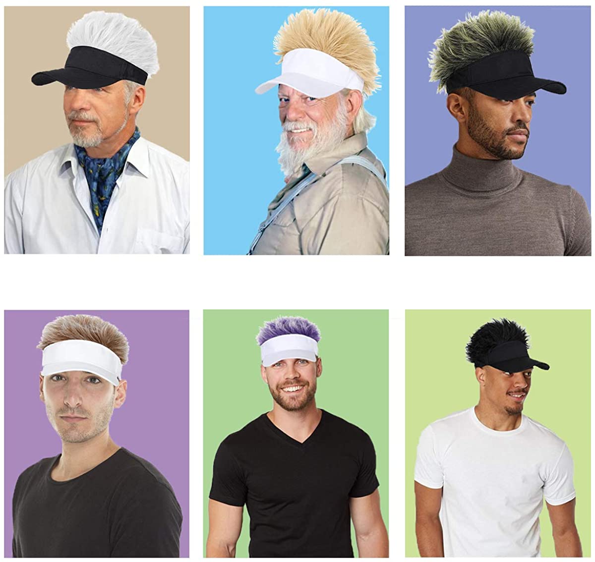 Visor Hat with Novelty Fake Hair 