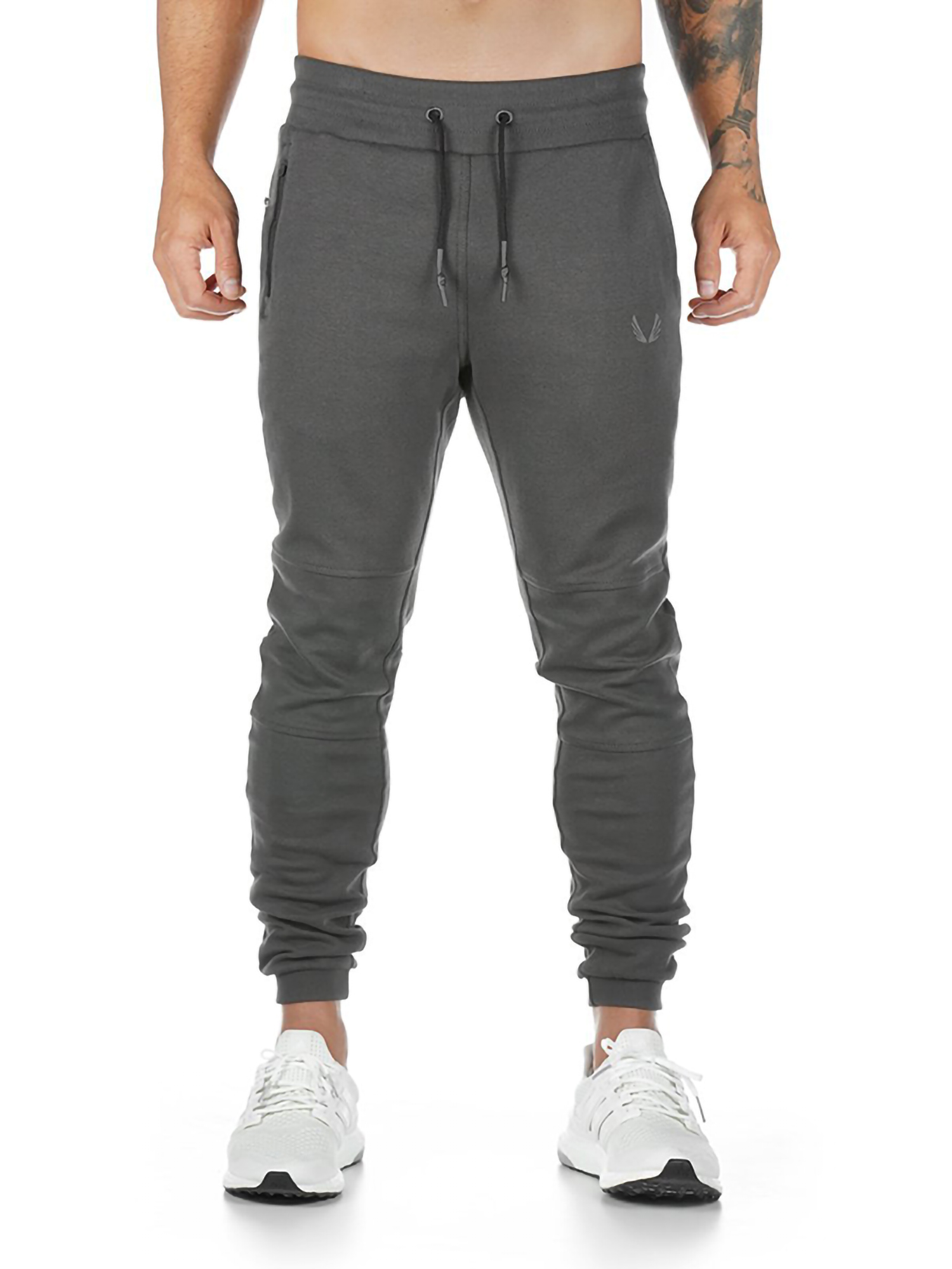 Conffetti Mens Drawstring Trousers Outside Solid Color Joggers Casual Stretchy Fitness Pants 