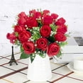 thumbnail image 4 of Ramo de rosas artificiales de seda en jarrón | Arreglo floral artificial para centros de mesa de bodas, decoración de mesas en el hogar, fiestas de oficina y decoración de comedores., 4 of 6