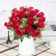 thumbnail image 4 of Ramo de rosas artificiales de seda en jarrón | Arreglo floral artificial para centros de mesa de bodas, decoración de mesas en el hogar, fiestas de oficina y decoración de comedores., 4 of 6