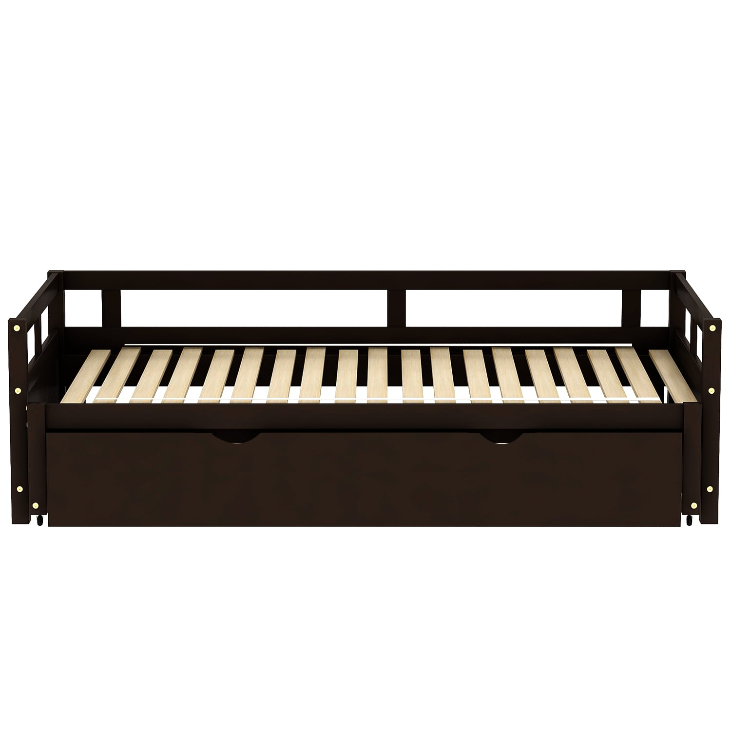 Wooden Sofa Bed Extendable Bed, Extending Daybed with Trundle Sofa Bed Support Platform for