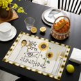 thumbnail image 3 of Sunflowers Placemats Set of 4, Modern Bee You Are My Sunshine Beige Placemats for Dining Table, Place Mats for Kitchen Tabletop, Waterproof Wipeable Dining Table Mats Set, 3 of 9