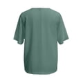 thumbnail image 5 of Casual Loose Fit Button Up Blouse Tunic Short Sleeve Summer Shirt with Pocket for Women - Versatile Everyday Outfit Easy Care and, L, Dark Green, 5 of 5