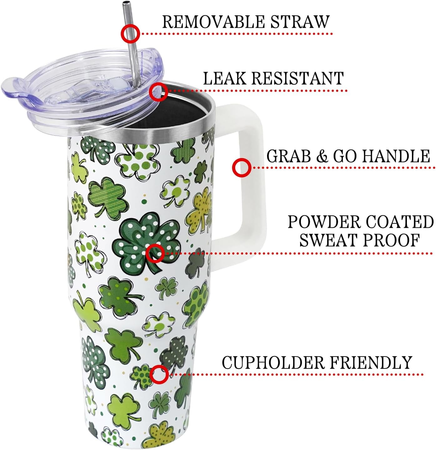 Christmas Tumbler with Handle and Straw Lid 40 oz,Cute Christmas Gifts for Women Xmas Lights Snowflakes Vacuum Insulated Leak Proof Tumbler,Winter Holiday Accessories Stainless Steel Coffee Cup Mug