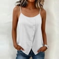 thumbnail image 4 of VBVC Women's Cotton Linen Side Button Tank Top , Ladies' Spaghetti Strap Asymmetrical Blouse , Summer Vacation Casual Cami For Women ,White,S-2XL, 4 of 6