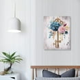 thumbnail image 3 of Nawypu Flower Bathroom Wall Decor Art Pink Blue Pictures Rustic Canvas Wall Art for Kitchen Office Bedroom, Farmhouse Modern Framed Paintings Artwork for Home Art Prints with Wood Fram, 3 of 4