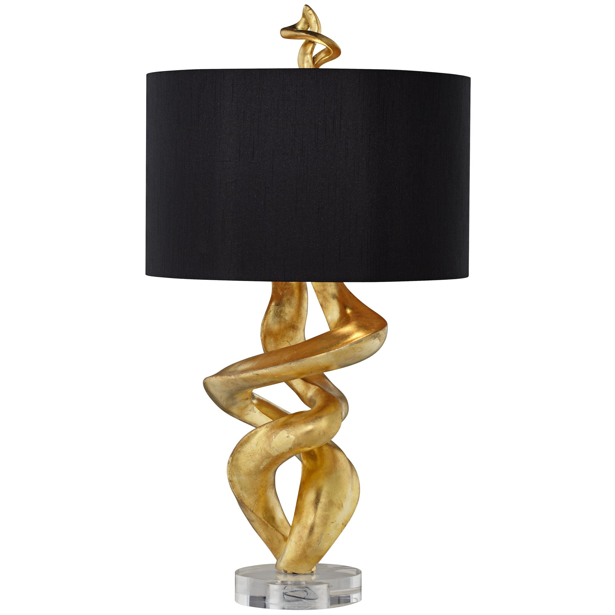Kathy Ireland Impressions 33" Tall Sculpture Base Large Modern Luxury End Table Lamp Gold Leaf Finish Single Living Room Bedroom