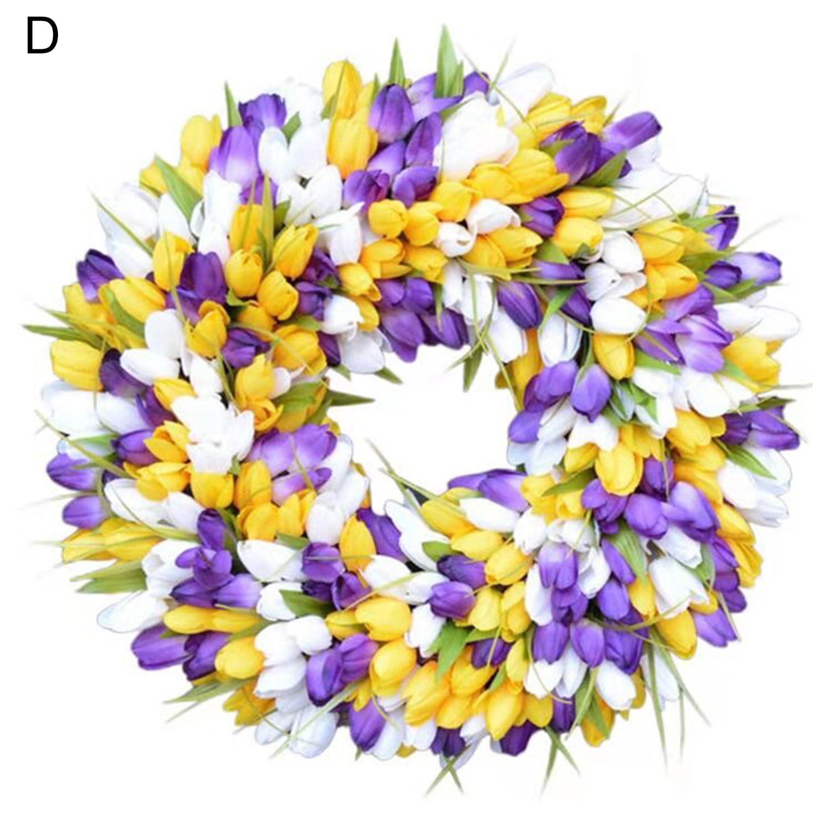 Artificial Tulip Flower Wreath for Front Door Pink Silk Flower Wreath