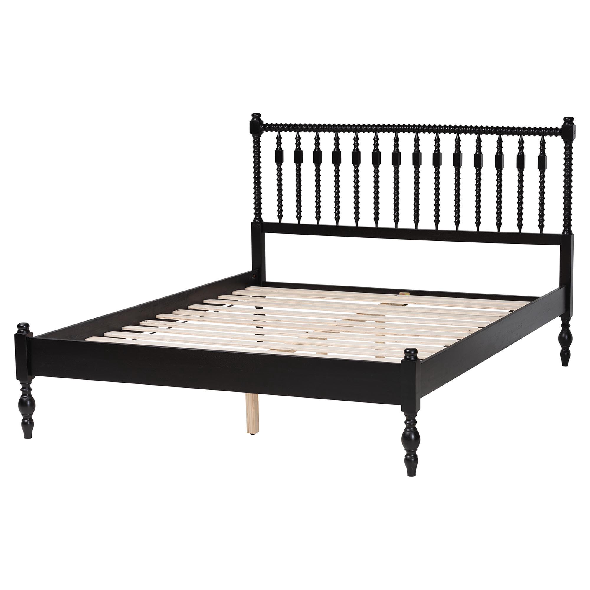 Baxton Studio Callison Farmhouse Platform Bed, Queen, Black