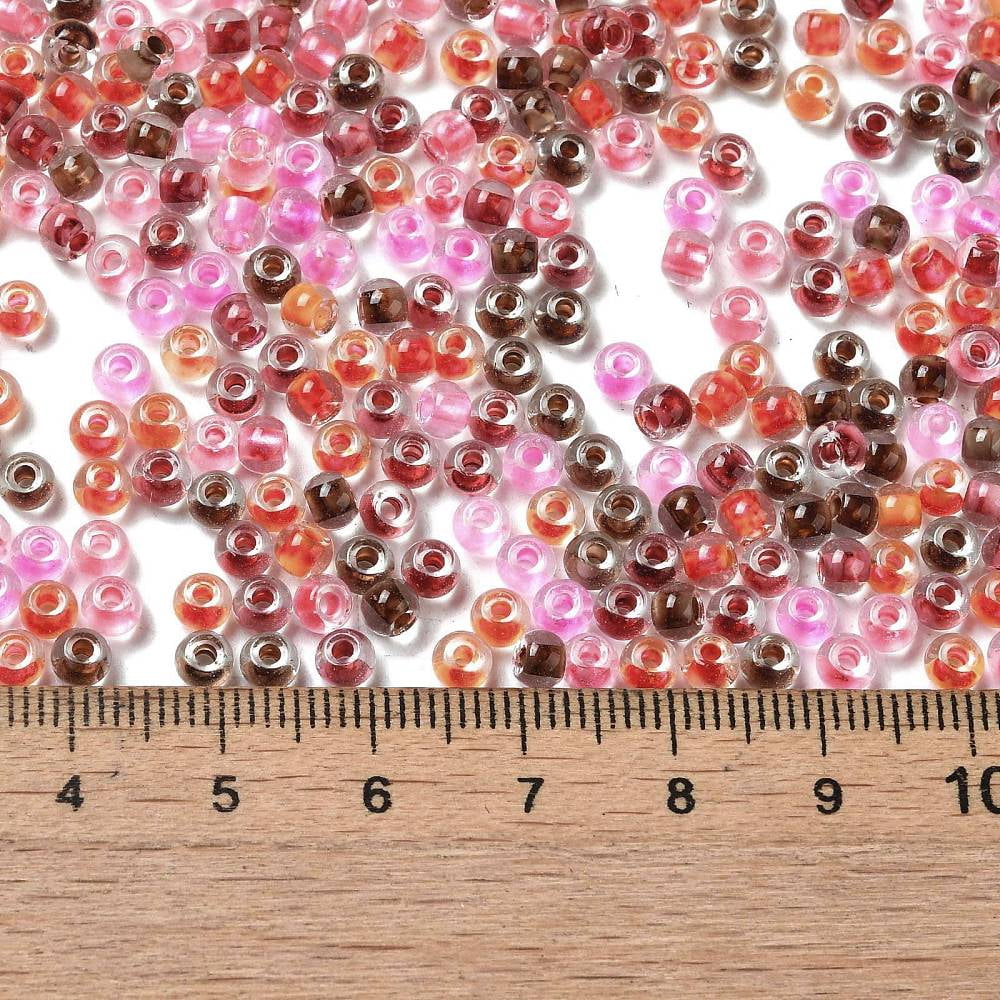 1pound Transparent Glass Round Seed Beads Inside Colours Round Coral 6/0 4x3mm Hole: 1.2mm about 7258pcs/pound