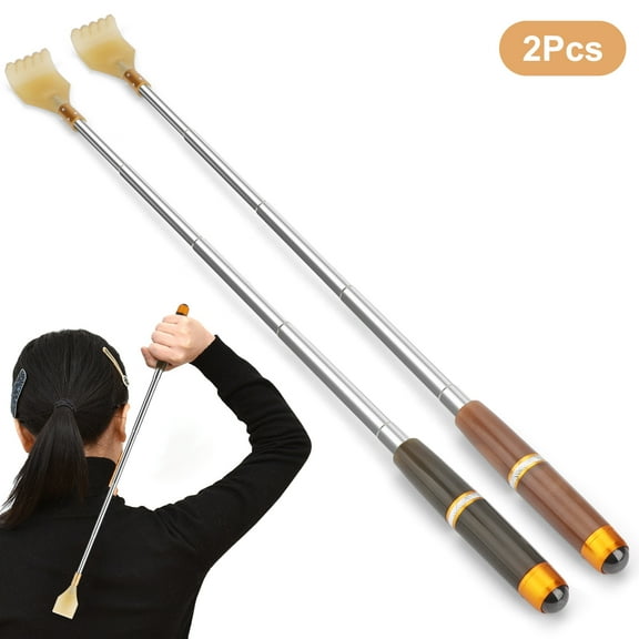 EEEkit 2-in-1 Back Scratcher & Body Massager, 2pcs Stainless Steel Extendable Backscratcher for Adults