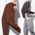 thumbnail image 1 of Farfi Casuales hombres cordones bolsillos tobillo corbata algodón lino talla grande harema suelto pantalones negros Farfi Pantalones de hombre, 1 of 2