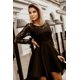 thumbnail image 4 of ABPHQTO Vestido de fiesta de satén alto bajo de encaje de manga larga negro para mujer, 4 of 5