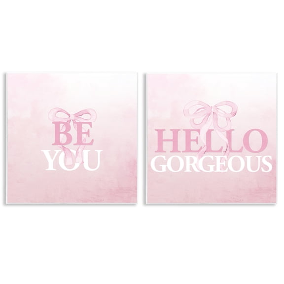 Pink Feminine Empowerments 2 Piece Wall Plaque Art Set, design by Kim Allen