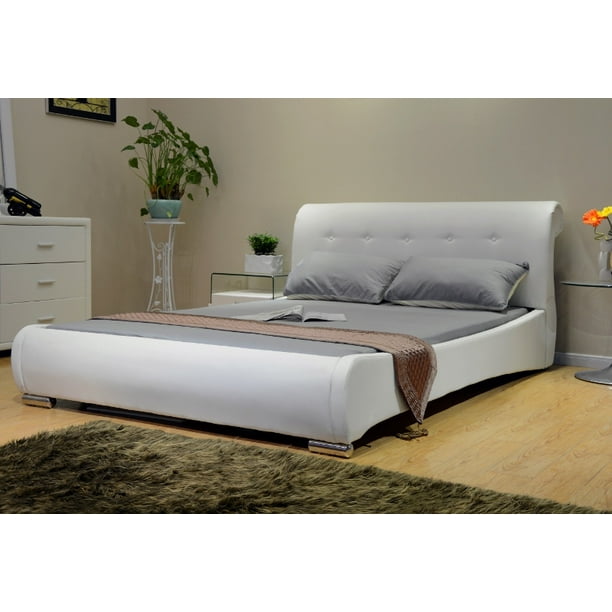 Greatime B1048 Modern Platform Bed, Queen, White