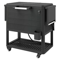 104 Quart Cooler Cart, Outdoor Rolling Ice Chest on Wheels - 48 Hour Cooling, Black