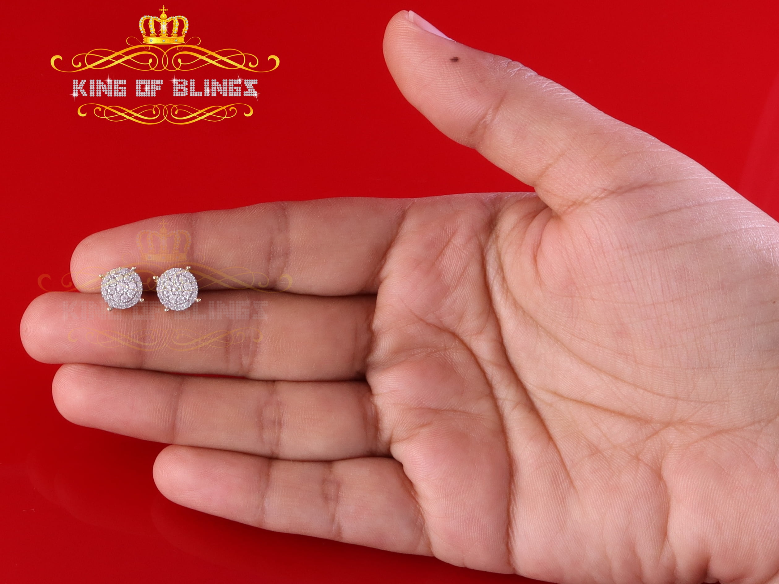 King of Bling's Men's/Womens 925 Silver Yellow 0.50ct VVS 'D' Moissanite Round Stud Earrings