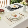 thumbnail image 6 of Reversible Vinyl Placemats Set of 8, Faux Leather 100% Waterproof Oil-Proof Wipeable Place Mats, Heat Resistant Dual Sided Table Mats for Kitchen/Dining/Party (Grey Beige, 12 x 18 Inch), 6 of 6