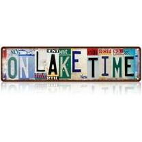 Vintage On Lake Time Wall Decor Street Signs Lakehouse Metal Tin Signs 16 x 4 Inches