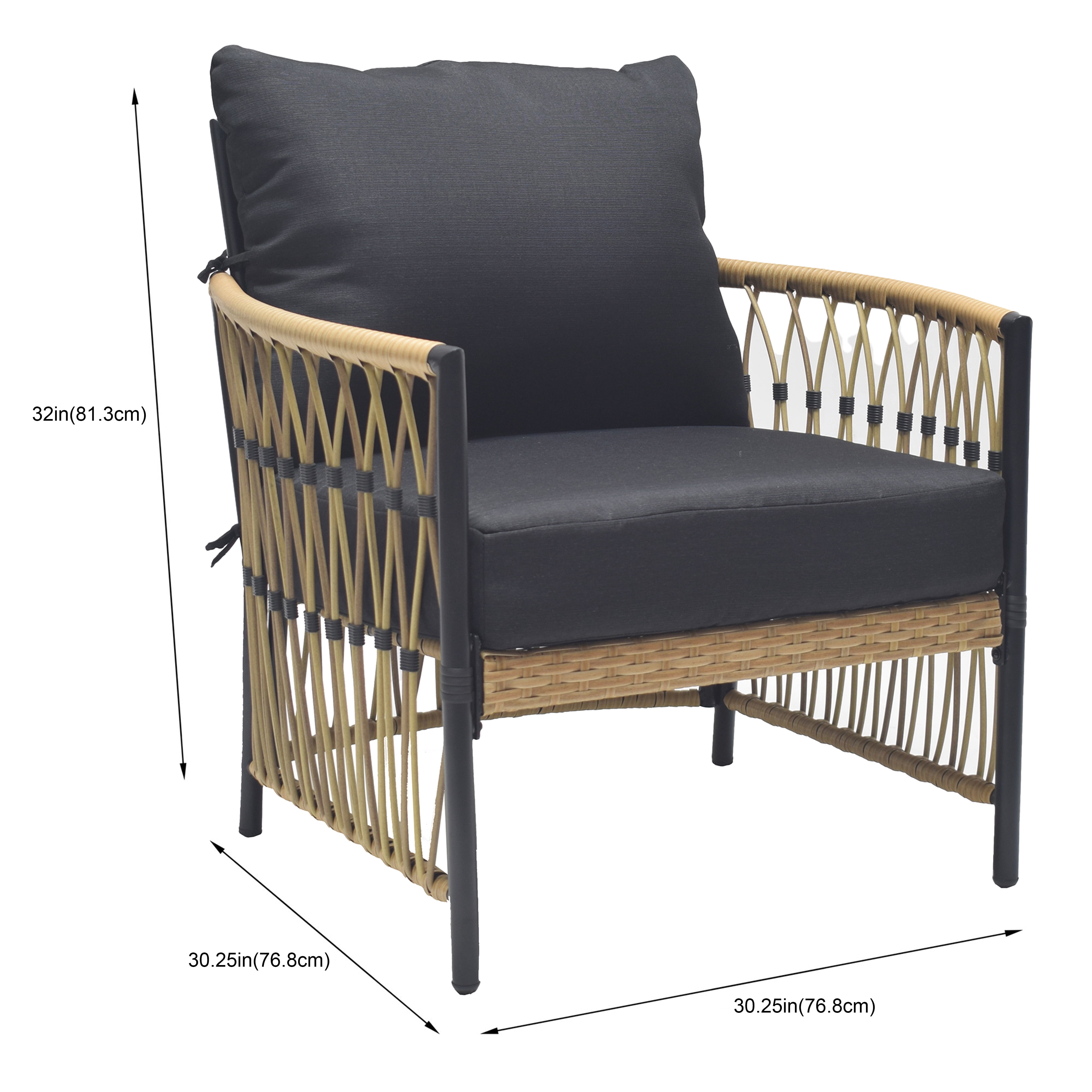 Better Homes & Gardens Lilah 2-Pack Outdoor Wicker Lounge Chairs, Black