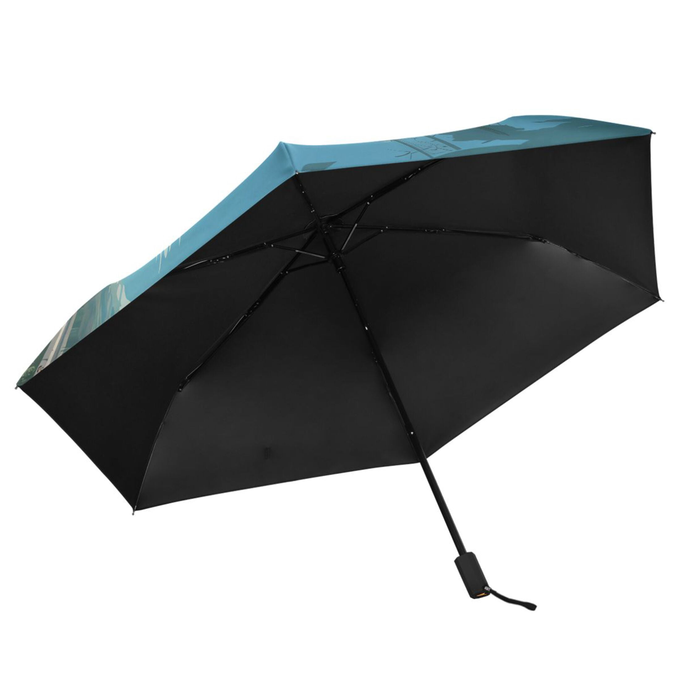 Sailing Boats Docked in Town Compact Sun Umbrella Windproof Travel Umbrellas for Rain Strong Portable UV Protection