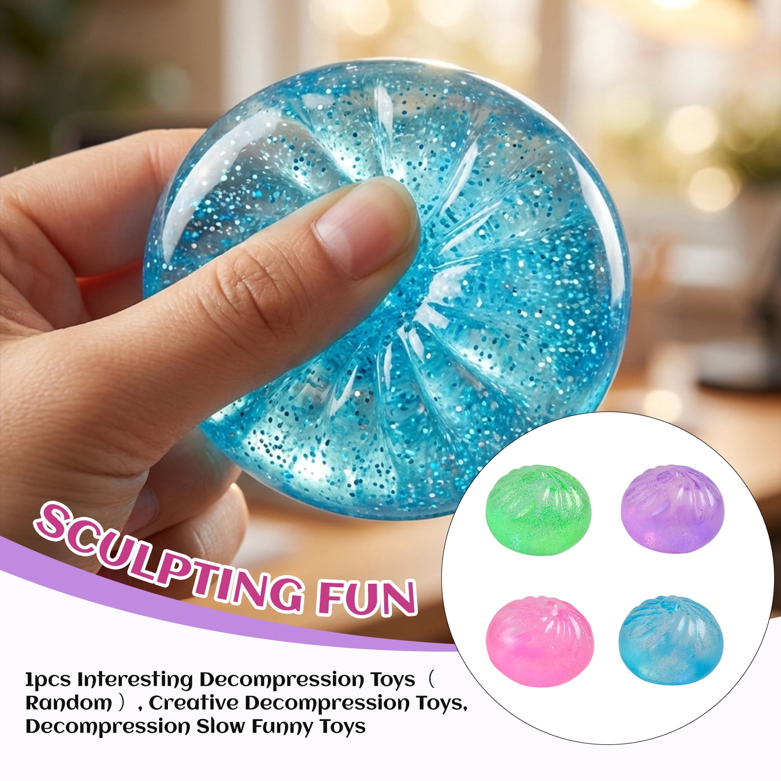 Clearance! Slow Rise Squishy Stress Ball - Funny Squeeze Decompression Toy Soft Sensory Fidget Stress Relief Squishy Balls for Office Relax,as show