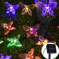 thumbnail image 2 of Crystal Butterfly LED Solar Fairy String Lights Christmas Waterproof New Year Solar LED Lights Garland Garden Wedding Decoration (Cherry warm,7M 50LEDs), 2 of 7