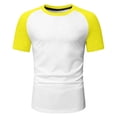 thumbnail image 4 of ZHOGXU Father's Day T Shirt For Man Short Sleeve Round Neck Color Blocked Breathable Comfortable Relaxed Fit Top For Casual Daily Wear,Yellow,S, 4 of 5