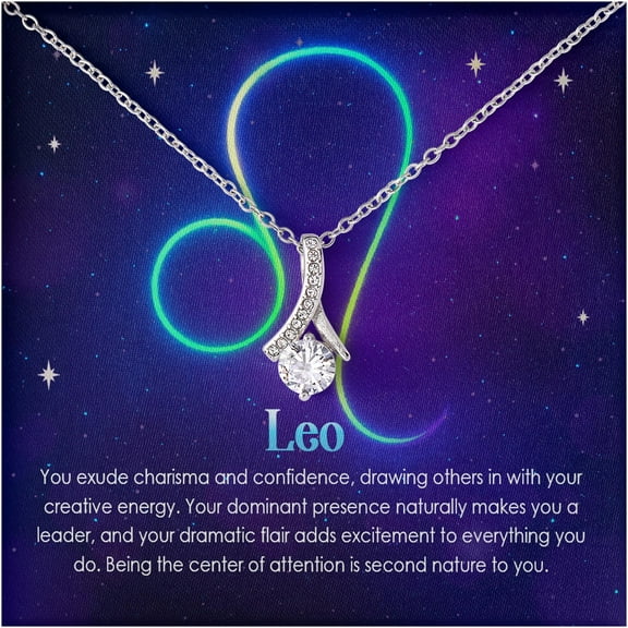 Zodiac Pendant Necklace Leo Sign – Sterling Silver Women Jewelry with Horoscope Message Card, Birthday Gift for Leo Woman, Astrology Present, Christmas Keepsake Jewelry for Her