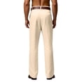 thumbnail image 4 of Mens Pleated Wide Leg Dress Pants, Loose Fit Business Casual Trousers Classic Formal Wear Bottoms with Belt Loops Khaki M, 4 of 4